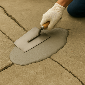 Soğuk derz ve kenar çatlağı üzerine Boydur® M12 / A15 tamir harcı uygulanıyor.