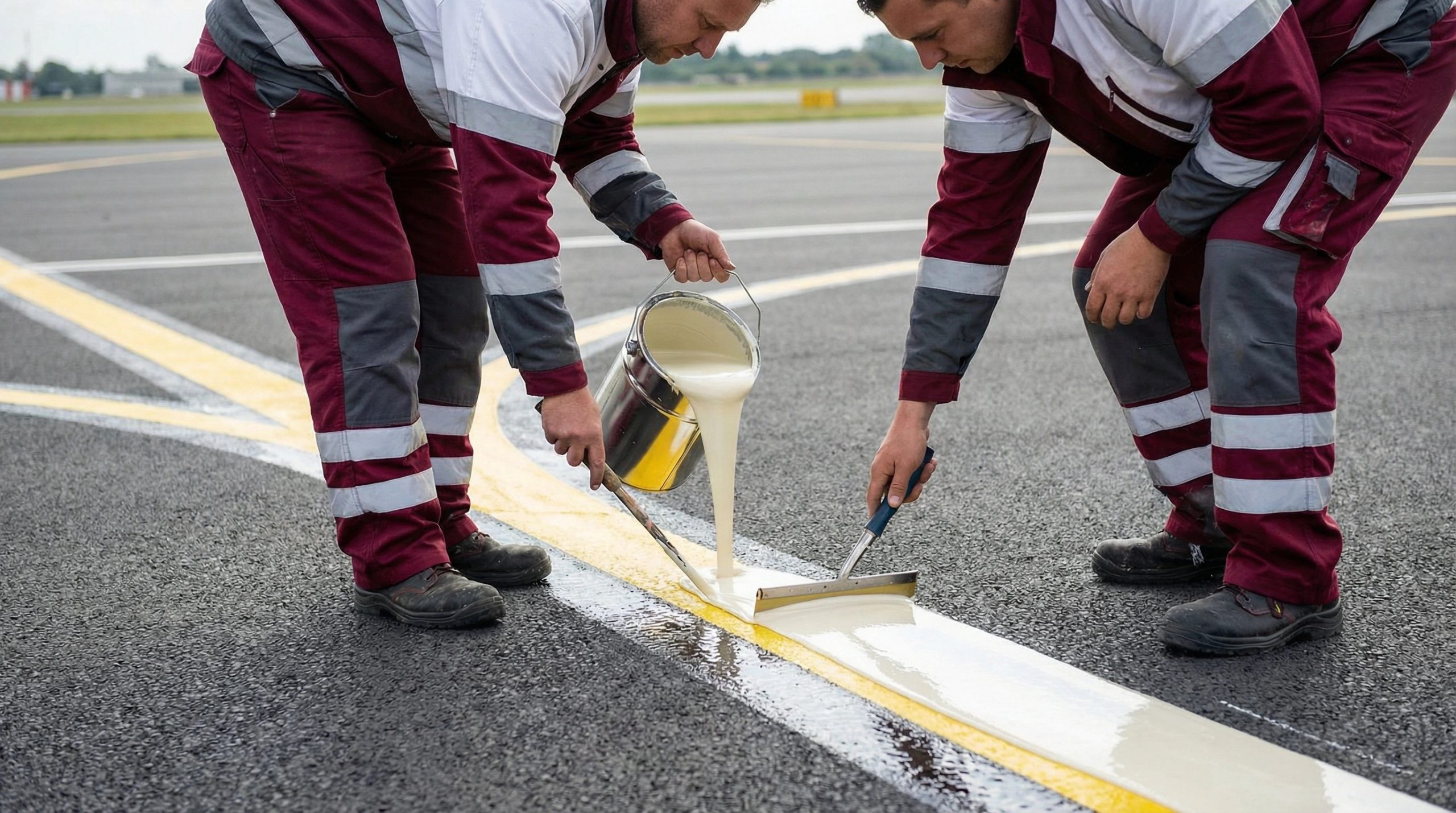 Yol boyası uygulaması — dökme/serme, kalın ve kontrollü